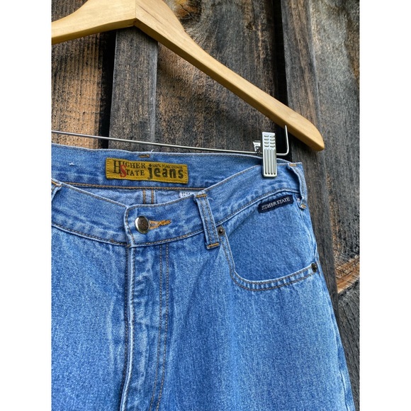 VINTAGE HIGHER STATE flare bleach dyed bohemian western mid rise jeans size 8/30 - Picture 8 of 11